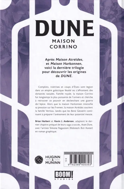 Verso de l'album Dune - Maison Corrino Tome 1