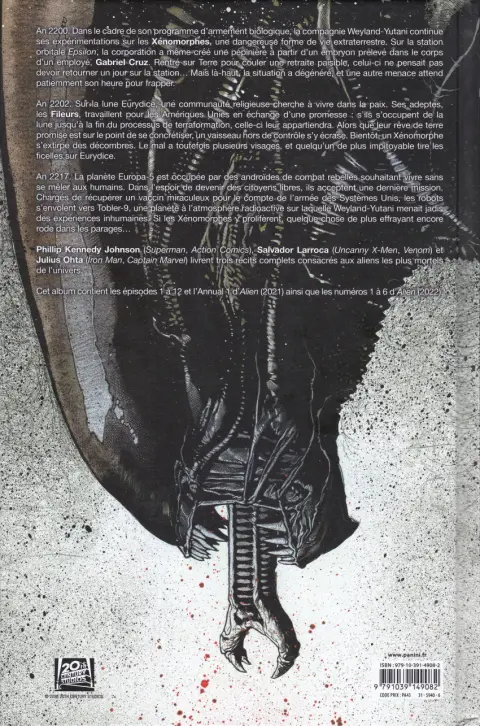 Verso de l'album Alien : Les Liens du sang La galaxie des cauchemars