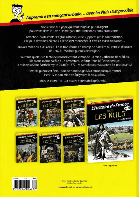 Verso de l'album L'Histoire de France pour les nuls Tome 6 Les Guerres de Religion