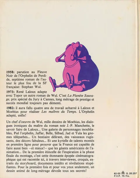 Verso de l'album Les Maîtres du temps Le livre du film !
