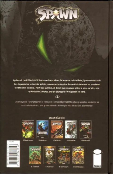 Verso de l'album Spawn Tome 9 Confrontation