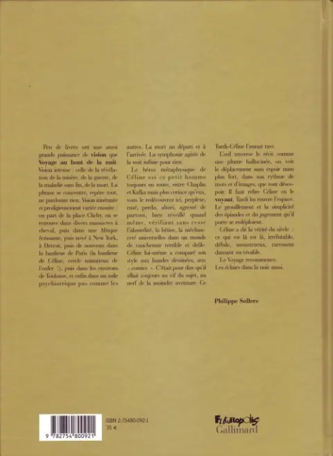Verso de l'album Voyage au bout de la nuit