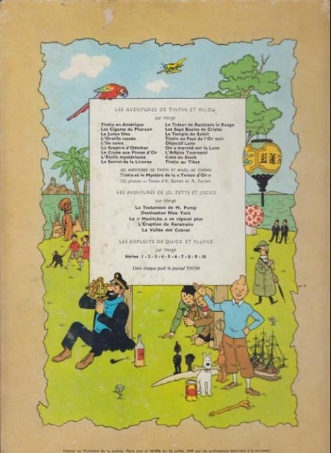 Verso de l'album Tintin Tome 8 Le Sceptre d'ottokar