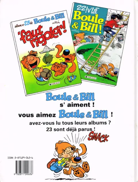 Verso de l'album Boule & Bill Tome 23 'faut rigoler !