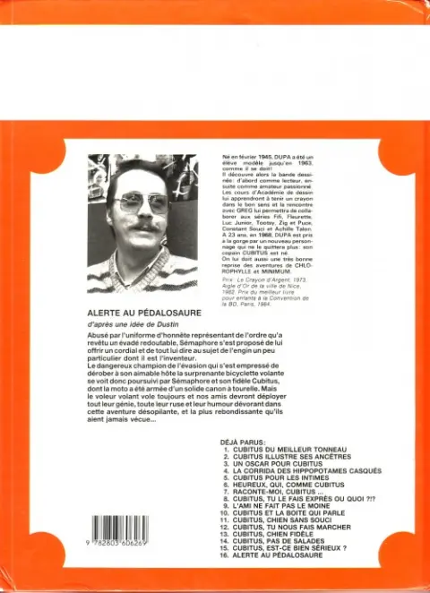 Verso de l'album Cubitus Tome 16 Alerte au pédalosaure