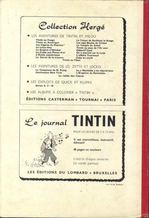 Verso de l'album Tintin Tome 50