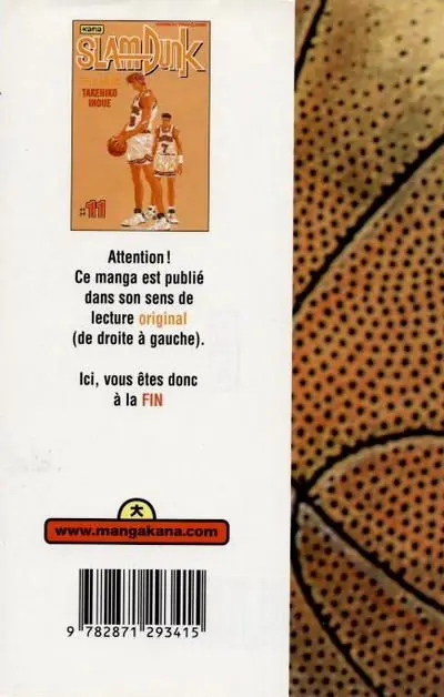 Verso de l'album Slam Dunk #11