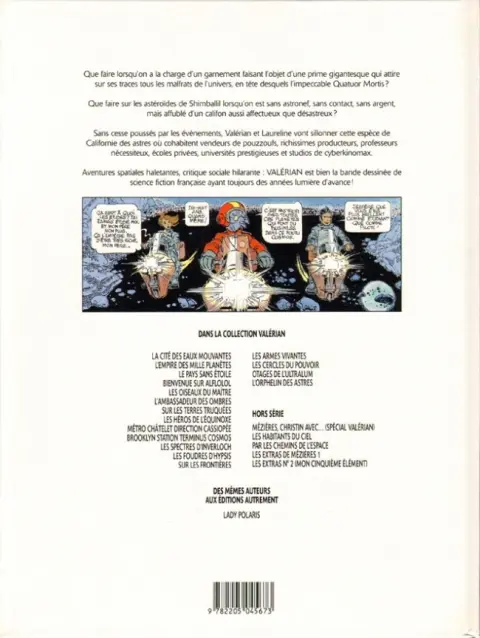Verso de l'album Valérian Tome 17 L'orphelin des astres