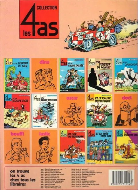 Verso de l'album Les 4 as Tome 14 Les 4 as et la saucisse volante