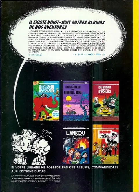 Verso de l'album Spirou et Fantasio Tome 20 Le faiseur d'or