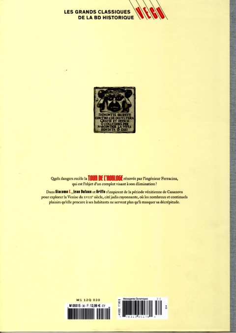 Verso de l'album Les grands Classiques de la BD Historique Vécu - La Collection Tome 31 Giacomo C. - Tome IX : L'Heure qui tue