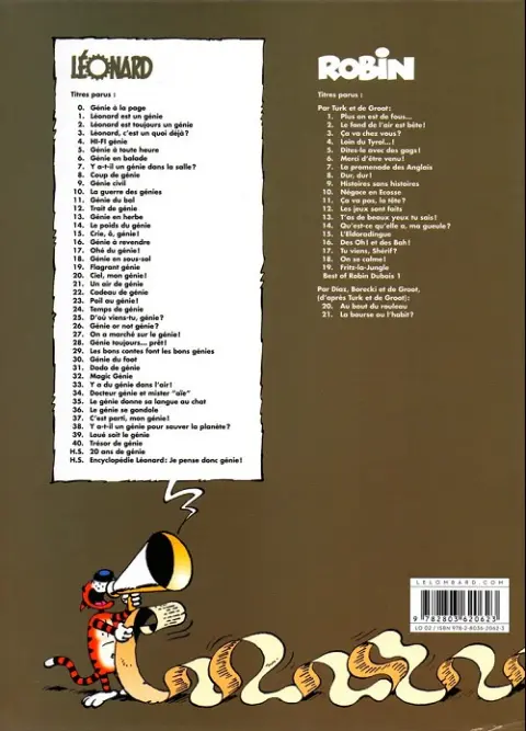 Verso de l'album Léonard Tome 35 Le génie donne sa langue au chat