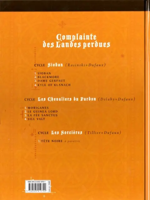 Verso de l'album Complainte des Landes perdues Les Chevaliers du Pardon Tome 4 Sill Valt