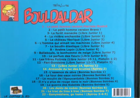 Verso de l'album Bouldaldar et Colégram Les étonnantes aventures de Bouldadar,  le petit homme