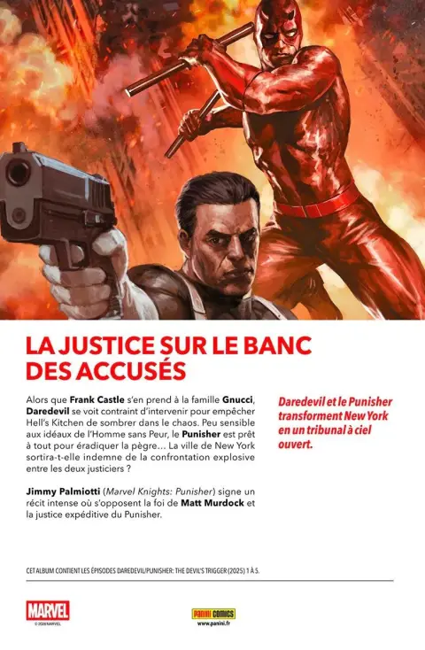 Verso de l'album Daredevil & Punisher L'arme du diable