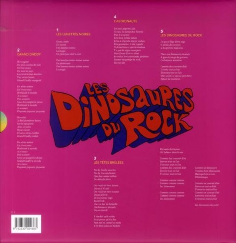 Verso de l'album Les Dinosaures du Rock