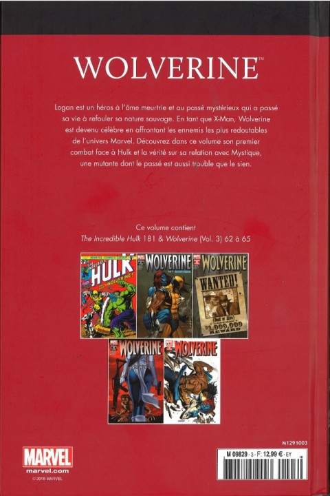 Verso de l'album Le meilleur des Super-Héros Marvel Tome 3 Wolverine