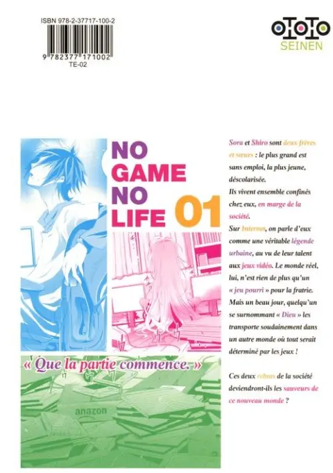 Verso de l'album No Game no Life Saison 1 1