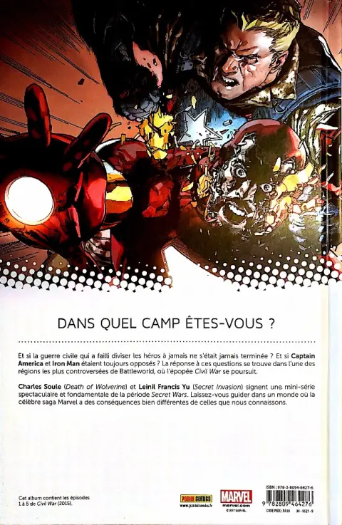 Verso de l'album Secret Wars : Civil War