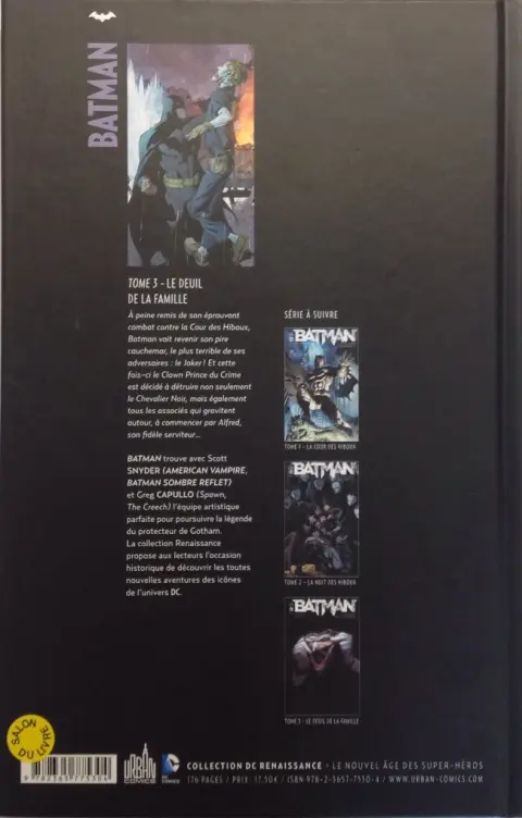 Verso de l'album Batman Tome 3 Le Deuil de la famille