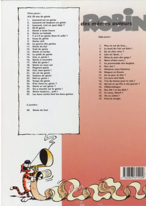 Verso de l'album Léonard Tome 1 Léonard est un génie