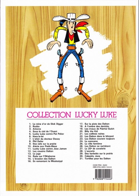 Verso de l'album Lucky Luke Tome 4 Sous le ciel de l'Ouest
