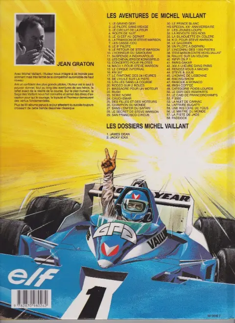 Verso de l'album Michel Vaillant Tome 6 La trahison de Steve Warson