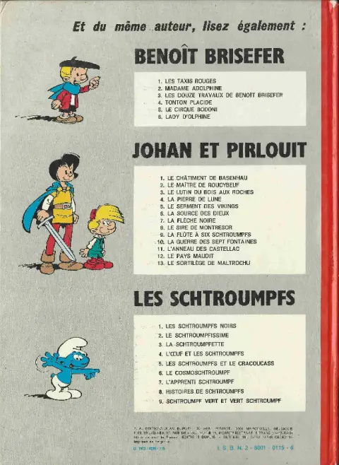 Verso de l'album Les Schtroumpfs Tome 8 Histoires de Schtroumpfs
