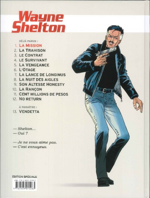 Verso de l'album Wayne Shelton Tome 1 La mission