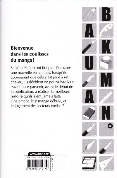 Verso de l'album Bakuman Tome 11 Titre et Character design