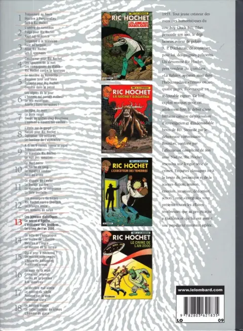Verso de l'album Ric Hochet Intégrale Tome 13