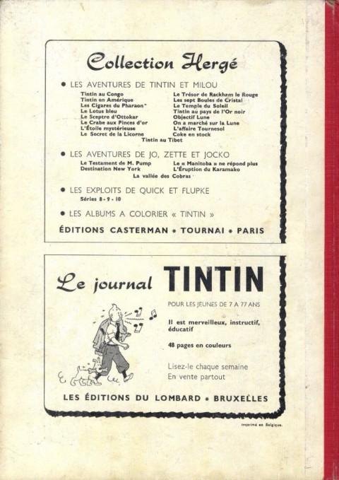 Verso de l'album Tintin Tome 51