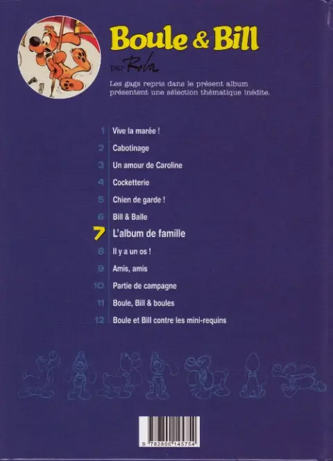Verso de l'album Boule & Bill Tome 7 L'album de famille