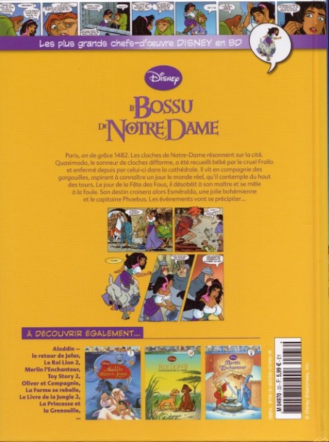 Verso de l'album Les plus grands chefs-d'œuvre Disney en BD Tome 33 Le Bossu de Notre-Dame