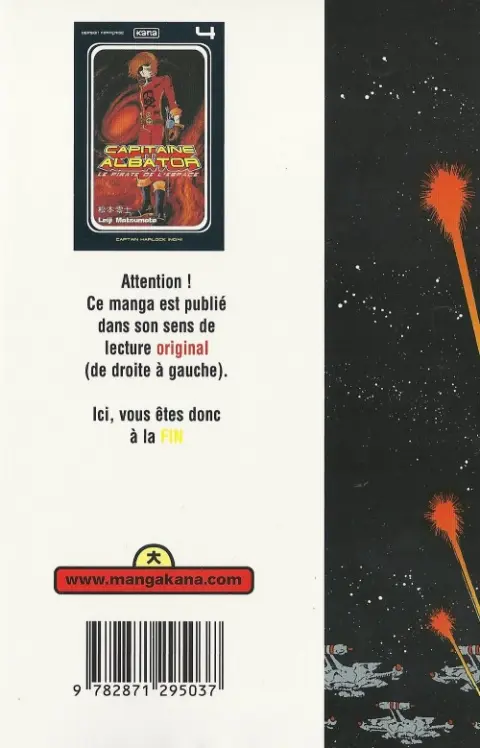 Verso de l'album Capitaine Albator - Le pirate de l'espace 4 Captain Harlock (n°04)