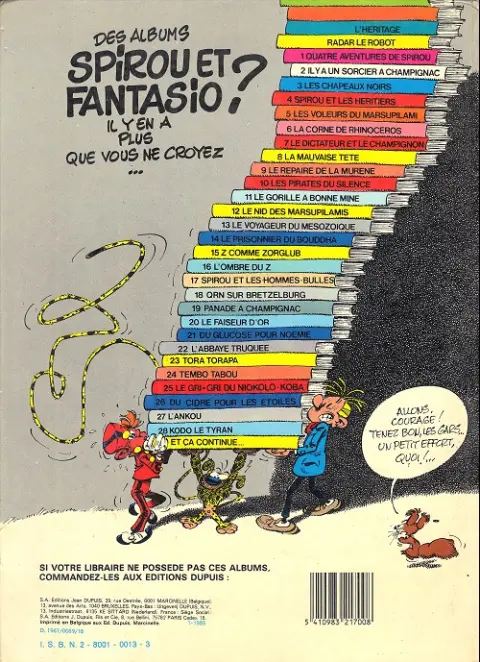 Verso de l'album Spirou et Fantasio Tome 11 Le gorille a bonne mine