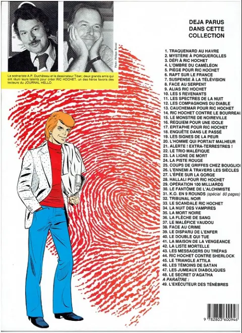 Verso de l'album Ric Hochet Tome 24 La piste rouge