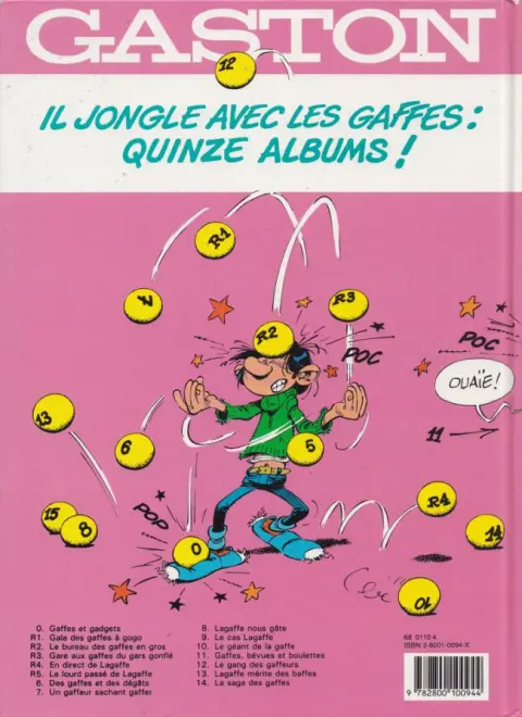 Verso de l'album Gaston Le bureau des gaffes en gros