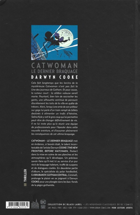 Verso de l'album Catwoman Le dernier braquage