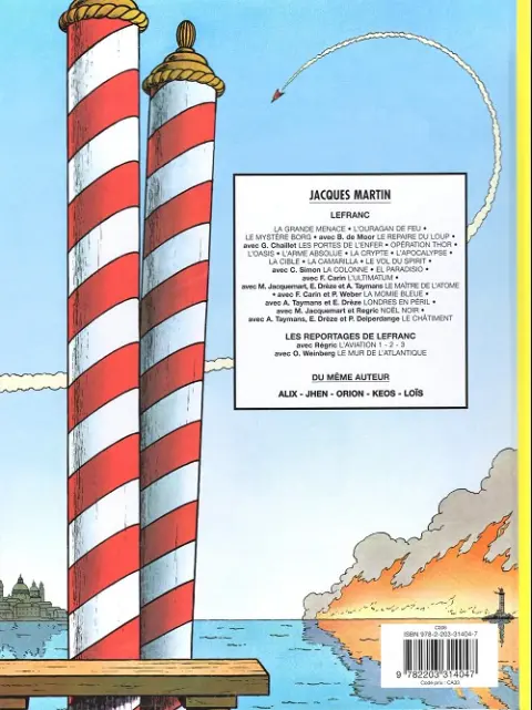 Verso de l'album Lefranc Tome 2 L'ouragan de feu