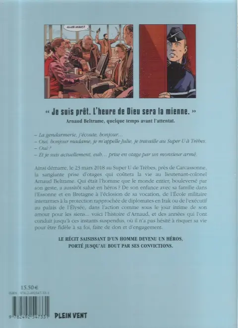 Verso de l'album Arnaud Beltrame Le Don et l'Engagement