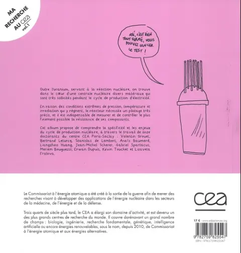 Verso de l'album Ma recherche au CEA Vol. 1 Au cœur de l'énergie nucléaire