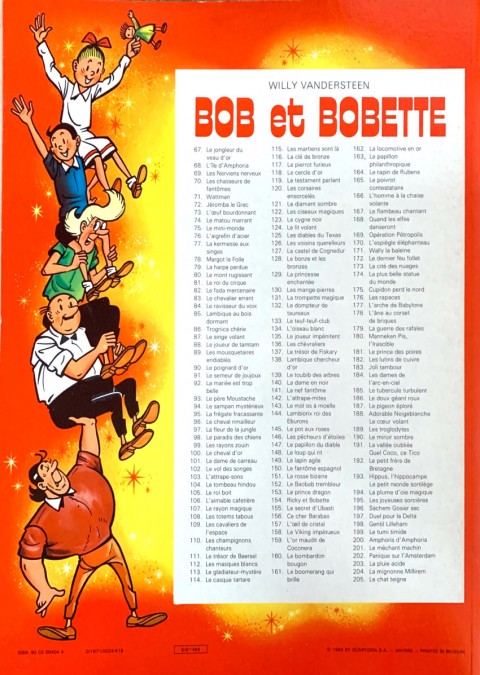 Verso de l'album Bob et Bobette Tome 92 La mariée est trop belle