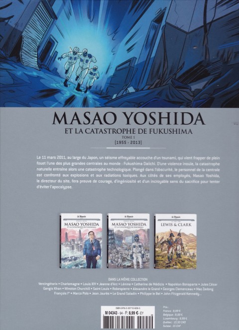 Verso de l'album Les grands personnages de l'Histoire en bandes dessinées Tome 94 Masao Yoshida et la catastrophe de Fukushima 1/2