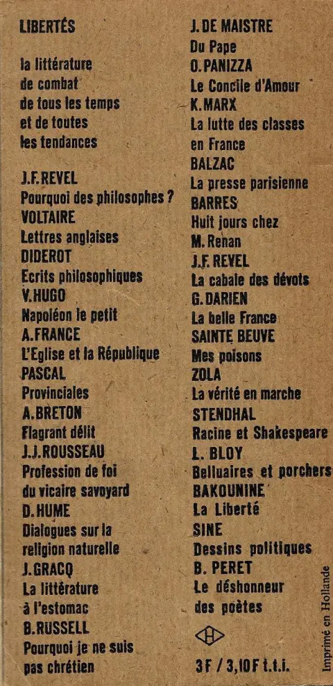 Verso de l'album Dessins politiques