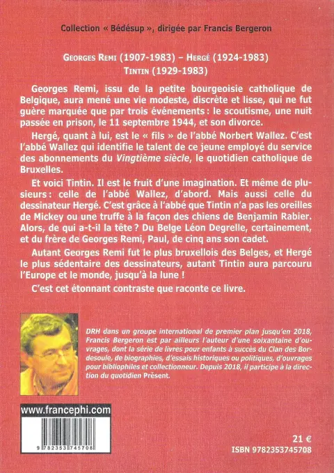 Verso de l'album Hergé, le voyageur immobile