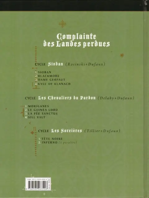 Verso de l'album Complainte des Landes perdues Les Sorcières Tome 1 Tête noire
