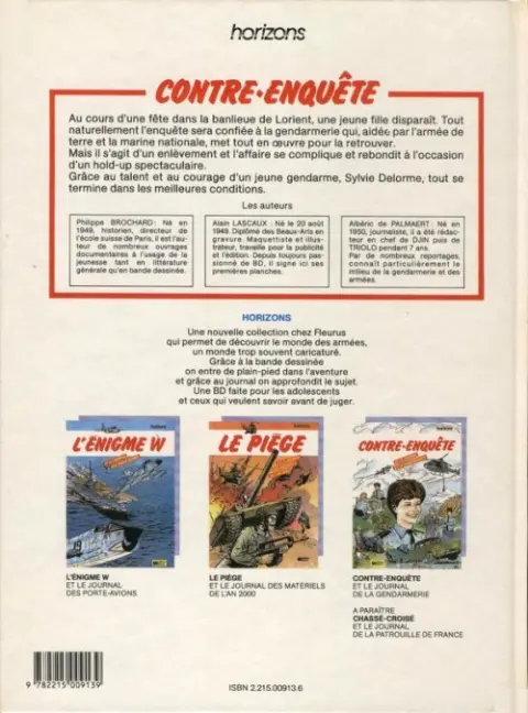 Verso de l'album Contre-enquête Contre-enquête et le journal de la gendarmerie