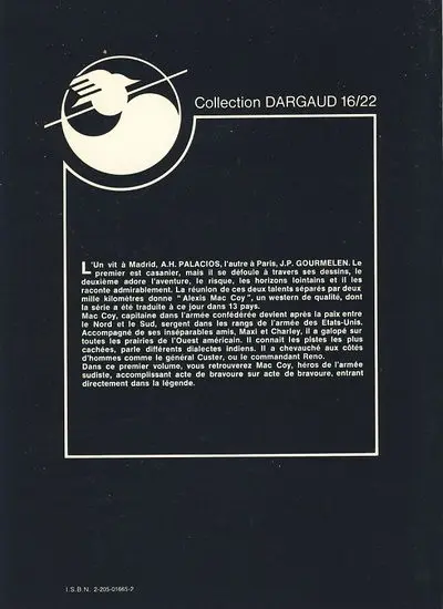Verso de l'album Mac Coy Tome 1 La légende d'Alexis Mac Coy