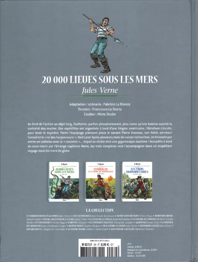 Verso de l'album Les Grands Classiques de la littérature en bande dessinée Tome 34 20 000 Lieues sous les Mers